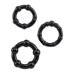 LoveToy Lot de 3 cockrings Mini Noir